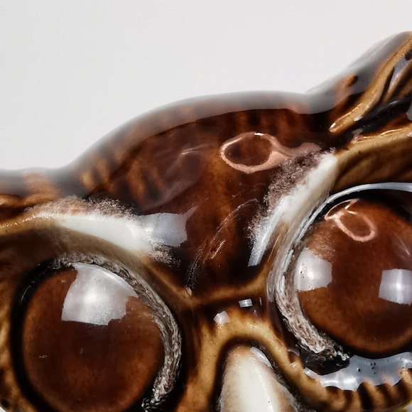 70s Brown Mirror Glaze Ceramic Owl Figurine - Picture 9 of 10